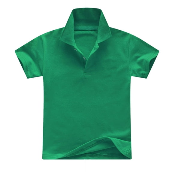 CONZONE Toddler Baby Boys Polo Shirts Casual Solid Color Short Sleeve Buttons Tee Shirt for Boys Crew Neck Lightweight Loose Fit Kids Spring Summer Tops