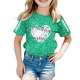 thumbnail image 1 of CONZONE Toddler Baby Girls Short Sleeve T Shirts Glitter Sequin Graphic Tee Shirt for Girls Crew Neck Soft Loose Childrens Spring Tops, 1 of 4