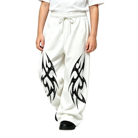 CONZONE Toddler Boys Baggy Sweatpants Y2K Graphic Joggers for Boys Drawstring Fall Winter Athletic Trousers with Pockets