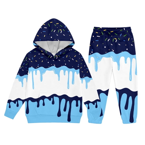 CONZONE Toddler Boys Outfits 2 Piece Ice Cream Graphic Long Sleeve Hoodies Pants Set Funny Fall Winter Clothes for Kids