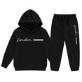 thumbnail image 1 of CONZONE Toddler Boys Outfits 2 Piece Letter Graphic Long Sleeve Hoodies Pants Set Cozy Fall Winter Clothes for Kids, 1 of 6