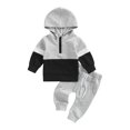 thumbnail image 1 of CONZONE Toddler Boys Outfits 2 Piece Patchwork Long Sleeve Zip Up Hoodies Jogger Pants Set Soft Fall Winter Clothes for Kids, 1 of 4