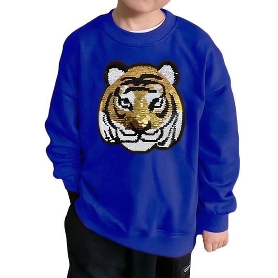 CONZONE Toddler Boys Sweatshirts Tiger Graphic Hoodies Fall Winter Pullover Boys Clothes Size 3-4 Years