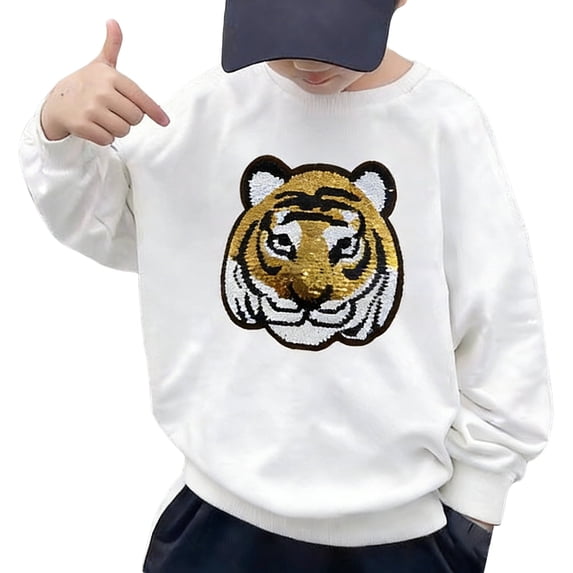 CONZONE Toddler Boys Sweatshirts Tiger Graphic Pullover Tops Fall Winter Boys Clothes