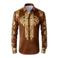 thumbnail image 1 of CONZONE Toddler Boys T Shirt Lapel Button Down Graphic Print Long Sleeved Breathable Tee Brown Size 10-11 Years, 1 of 4