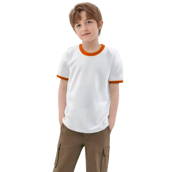 CONZONE Toddler Boys Tshirts Patchowkr Color Short Sleeve T-Shirt for Boys Crew Neck Lightweight Loose Fit Kids Spring Summer Tops