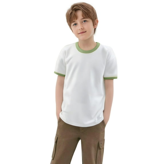 CONZONE Toddler Boys Tshirts Patchowkr Color Short Sleeve T-Shirt for Boys Crew Neck Lightweight Loose Fit Kids Spring Summer Tops