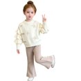 thumbnail image 1 of CONZONE Toddler Girls Outfits Fall Winter 2 Piece Set Long Sleeve Knit Bow Tops and Pants Soft Girls Clothes Size 3-4 Years, 1 of 4