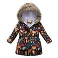 thumbnail image 1 of CONZONE Toddler Girls Padded Jacket Thick Warm Thermal Puffer Jacket Coat for Girl Cartoon Animal Graphic Zip Up Winter Outerwear With Pocket, 1 of 4