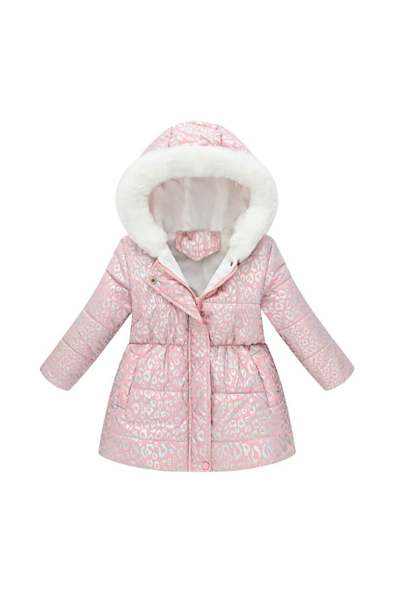 Toddler Girls Padded Jacket Thick Warm Thermal Puffer Jacket Coat for Girl Leopard Zip Up Winter Outerwear With Pocket
