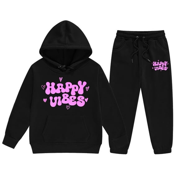 CONZONE Toddler Girls Sweatsuits 2 Piece Set Long Sleeve Letter Graphic Hoodies and Jogger Sweatpants Soft Fall Winter Outfits for Girls Size 2-3 Years
