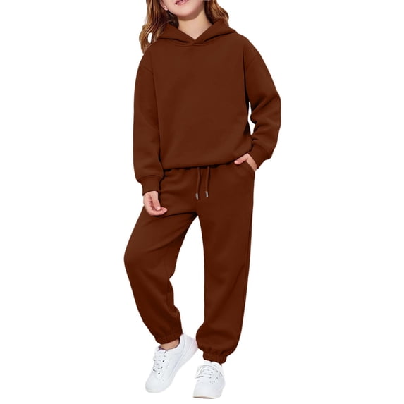 CONZONE Toddler Girls Sweatsuits 2 Piece Set Long Sleeve Solid Color Tops and Jogger Pants Soft Fall Winter Outfits for Girls Size 3-4 Years