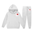 thumbnail image 1 of CONZONE Toddler Girls Sweatsuits Fall Winter 2 Piece Set Long Sleeve Letter Graphic Hoodies and Sweatpants Casual Girls Outfits Size 3-4 Years, 1 of 4