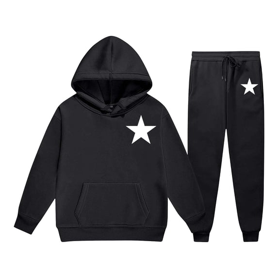 CONZONE Toddler Girls Sweatsuits Fall Winter 2 Piece Set Long Sleeve Star Graphic Hoodies and Sweatpants Soft Girls Outfits Size 2-3 Years