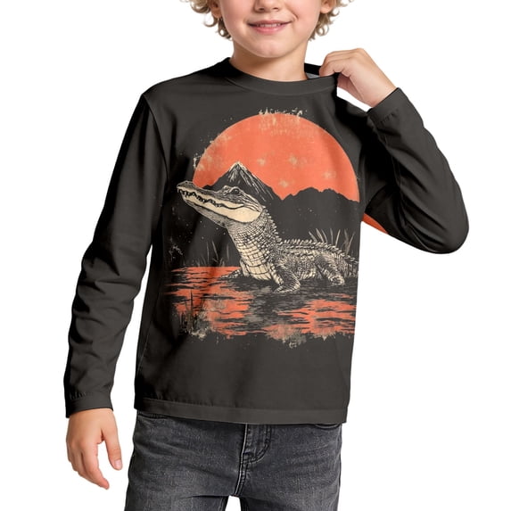 CONZONE Toddler Boys T Shirts Casual Graphic Long Sleeve Tee Shirt for Boys Crew Neck Lightweight Loose Fit Kids Spring Summer Tops