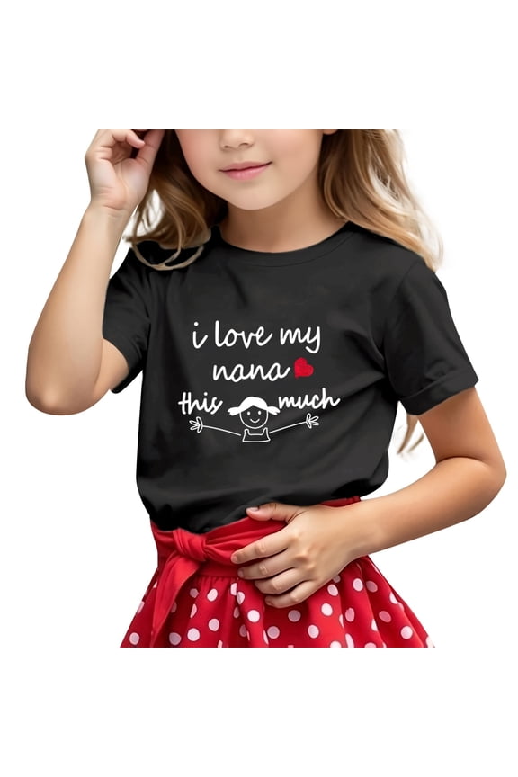 Toddler Boys T Shirts I Love My Mom Letter Graphic Short Sleeve Tee Shirt for Boys Crew Neck Lightweight Loose Fit Kids Spring Summer Tops