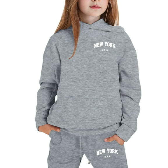 CONZONE Unisex Boys Girls Sweatsuit Sets Long Sleeve Casual Graphic Print Hoodie Sweatpants 2Pcs Sports Outfit Sets Soft Cozy Fall Winter Clothing Set