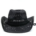 thumbnail image 1 of CONZONE Unisex Mens Womens Sun Straw Hat Hollow Out Shapeable Western Cowboy Hat With Wide Brim, 1 of 3