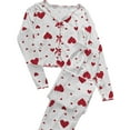 thumbnail image 1 of CONZONE Valentines Pajamas for Women Set 2 Peice Pjs Set for Women Valentine'S Day Love Heart Print Long Sleeve Sleepwear Tops Pants Warm Cozy Sleepwear Loungewear Sets, 1 of 3