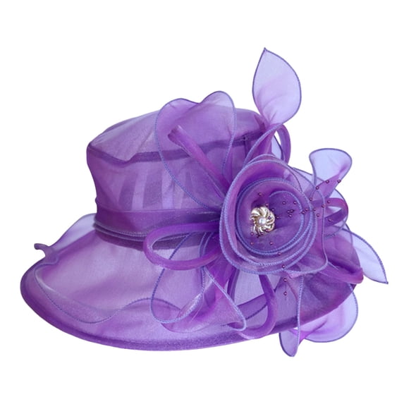 CONZONE Women Floral Hat Fashion Wide Brim Lace Sun Hats For Wedding Tea Party Photograph