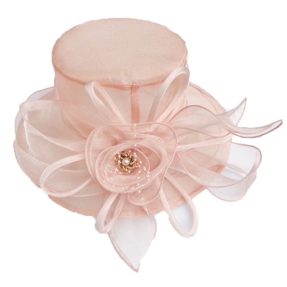 CONZONE Women Floral Hat Fashion Wide Brim Lace Sun Hats For Wedding Tea Party Photograph