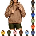 thumbnail image 1 of CONZONE Women Hoodies Long Sleeve Drawstring Hooded Sweatshirts For Women Solid Color Cozy Fall Winter Pullover Womens Hoodies With Pocket, 1 of 6