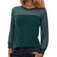 thumbnail image 1 of CONZONE Women's Lace Mesh T-Shirts Long Sleeve See Through T Shirts for Women Casual Crew Neck Sequined Lightweight Tees Soft Cozy Dailywear, 1 of 7