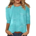 thumbnail image 1 of CONZONE Women's Summer T-Shirts 3/4 Sleeve T Shirts for Women Casual Crew Neck Graphic Lightweight Tees Soft Cozy Dailywear, 1 of 4