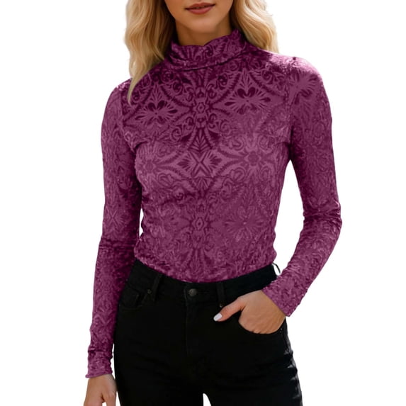 CONZONE Women's Velvet T-Shirts Long Sleeve T-Shirts for Women Trendy Floral Embroidery Soft Loose Fit 2026 Fashion Tops for Lady