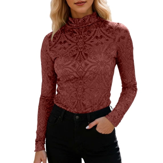 CONZONE Women's Velvet T-Shirts Long Sleeve T-Shirts for Women Trendy Floral Embroidery Soft Loose Fit 2026 Fashion Tops for Lady