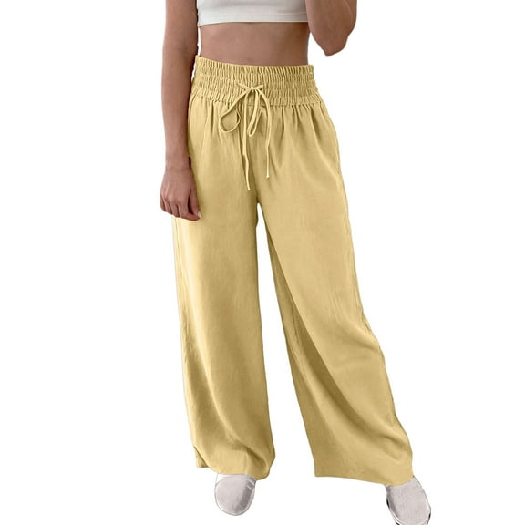CONZONE Womens Baggy Sweatpants Solid Color Pants for Women Trendy Elastic Waist Drawstring Wide Leg Fall Winter Athletic Trousers