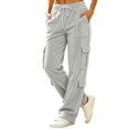 thumbnail image 1 of CONZONE Womens Cargo Pants Straight Leg Baggy Pants for Women Drawstring Fall Winter Trousers with Pockets, 1 of 4