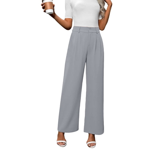 CONZONE Womens Dress Pants Straight Leg Slim Fit Trousers for Women High Waist Fall Business Pants with Pockets