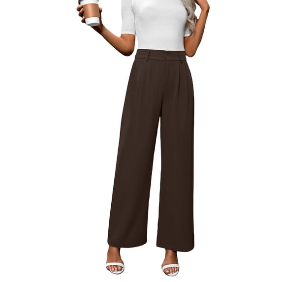 CONZONE Womens Dress Pants Straight Leg Slim Fit Trousers for Women High Waist Fall Business Pants with Pockets
