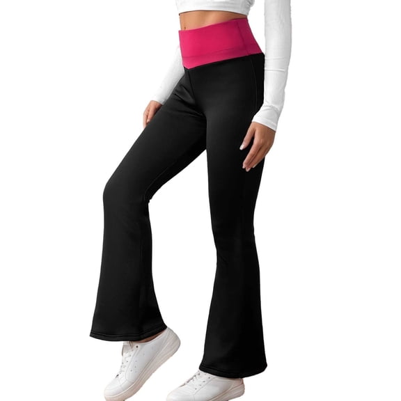 CONZONE Womens Flared Yoga Pants Thick Leggings for Women Trendy Stretch Skinny Fit Thermal Fall Winter Gym Workout Athletic Trousers