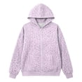 thumbnail image 1 of CONZONE Womens Leopard Hoodies Long Sleeve Zip Up Hooded Sweatshirts for Women Drawstring Fall Winter Pullover Tops, 1 of 5
