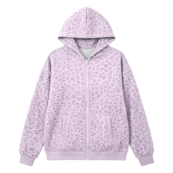 CONZONE Womens Leopard Hoodies Long Sleeve Zip Up Hooded Sweatshirts for Women Drawstring Fall Winter Pullover Tops