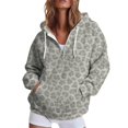 thumbnail image 1 of CONZONE Womens Oversized Hoodies Long Sleeve Zip Up Leopard Hooded Sweatshirts for Women Drawstring Fall Winter Pullover Tops with Pocket, 1 of 4