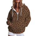 thumbnail image 1 of CONZONE Womens Oversized Hoodies Long Sleeve Zip Up Leopard Hooded Sweatshirts for Women Drawstring Fall Winter Pullover Tops with Pocket, 1 of 4