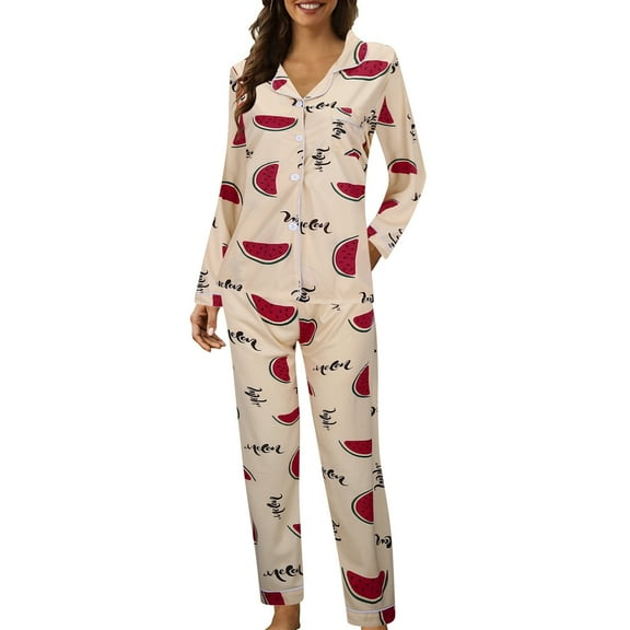CONZONE Womens Pajamas Sets 2 Peice Pjs Set Long Sleeve Sleepwear Tops Long Pants Casual Graphic Soft Fall Winter Nightwear Loungewear for Lady