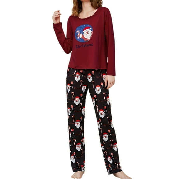 CONZONE Womens Pajamas Sets 2 Peice Pjs Set Long Sleeve Sleepwear Tops Long Pants Xmas Graphic Soft Fall Winter Nightwear Loungewear for Lady