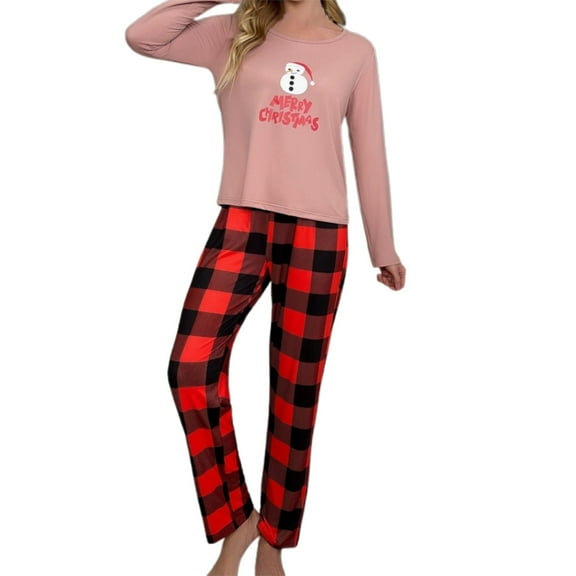 CONZONE Womens Pajamas Sets 2 Peice Pjs Set Long Sleeve Sleepwear Tops Long Pants Xmas Snowman Graphic Soft Fall Winter Nightwear Loungewear for Lady