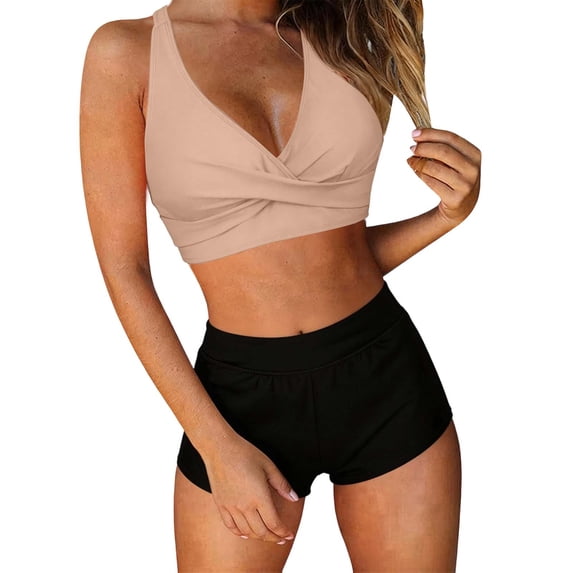 CONZONE Womens Period Tankini Sets 2 Peice Swimsuits for Women Menstrual Leakproof Swim Bottoms Solid Color Lightweight Summer Beach Bathing Suits