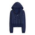 thumbnail image 1 of CONZONE Womens Polka Dot Hoodies Long Sleeve Zip Up Hooded Sweatshirts for Women Trendy Fall Winter Pullover Tops, 1 of 9