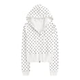 thumbnail image 1 of CONZONE Womens Polka Dot Hoodies Long Sleeve Zip Up Hooded Sweatshirts for Women Trendy Fall Winter Pullover Tops, 1 of 9