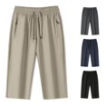 thumbnail image 1 of CONZONE Womens Silk Capri Pants Straight Leg Drawstring Elastic Waist Joggers With Zipper Pockets Realxed Fit Breathable Summer Pants For Women, 1 of 3