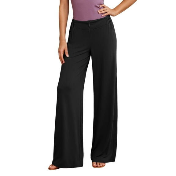 CONZONE Womens Sports Pants Solid Color Pants for Women Trendy Elastic Waist Drawstring Wide Leg Fall Winter Bottoms Yoga Pants