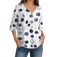 thumbnail image 1 of CONZONE Womens Summer Cotton Linen T-Shirts Short Sleeve Buttons Up Shirts for Women Casual V Neck Floral Graphic Lightweight Tees Soft Cozy Dailywear, 1 of 4