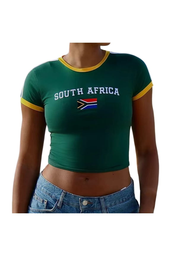 Womens Summer Crop Tops Short Sleeve T Shirts for Women Casual Slim Letter Graphic Y2K Lightweight Tees Soft Cozy Tops