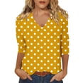 thumbnail image 1 of CONZONE Womens Summer T-Shirts 3/4 Sleeve T Shirts for Women Casual V Neck Dot Graphic Lightweight Tees Soft Cozy Dailywear, 1 of 4